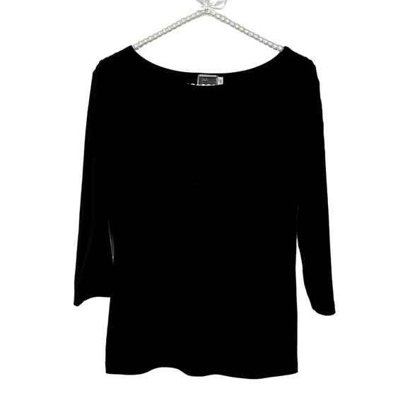 Sympli Black 3/4 Sleeve Polyester Blend Boat Neck Top SZ 10 - Picture 1 of 7